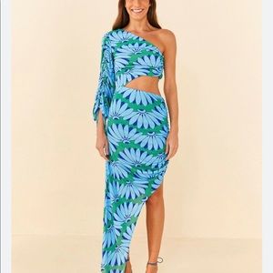 Green Copacabana Asymmetrical Midi Dress